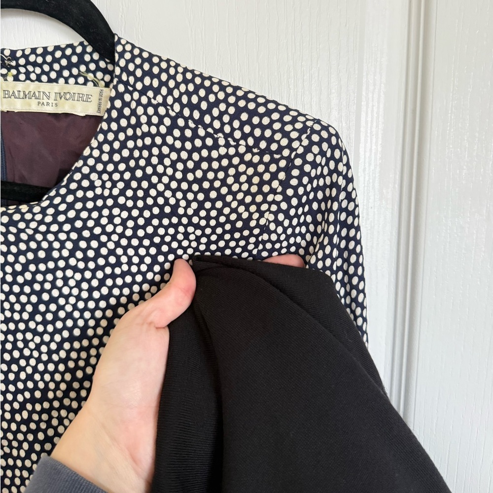 Balmain Ivoire Paris Vintage Polka Dot Ruffle Dress - Picture 5 of 8